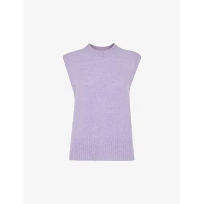 Whistles Womens Round-neck Sleeveless Knitted Wool Vest Lilac