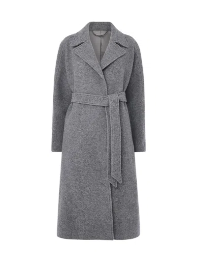 Whistles Womens Long Belted Coat In Grey