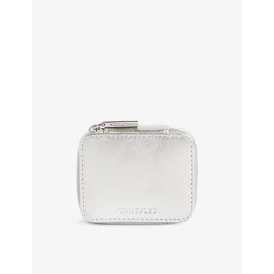Whistles Womens Silver Lotta Mini Logo-embossed Metallic-leather Jewellery Box
