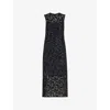 Whistles Womens Lyra Sequin-embellished Floral-motif Recycled-polyester Midi Dress Black In Black