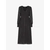 Whistles Womens Black Metallic-stripe Long-sleeve Woven Midi Dress In Black