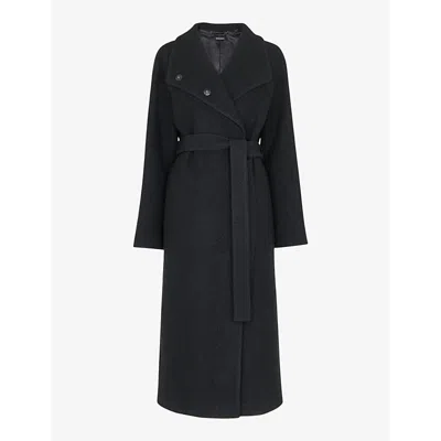 Whistles Omens  Morgan Funnel-neck Wool Coat In Black
