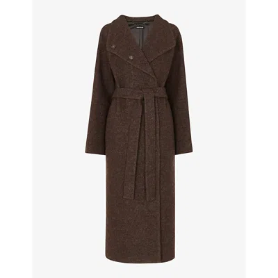 Whistles Womens Morgan Funnel-neck Wool Coat Cream