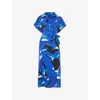 Whistles Womens Multi-coloured Abstract-print Relaxed-fit Linen Midi Dress