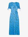 Whistles Womens Multi-coloured Aurelie Scribble Daisy Floral-print Woven-blend Midi Dress In Multi-coloured