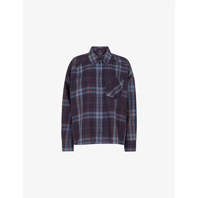 Whistles Womens Multi-coloured Checked Brushed Cotton Shirt In Blue