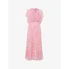 Whistles Womens Dashed Brush Marks Gathered Woven Midi Dress Multi-coloured In Multi-coloured