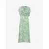 Whistles Womens Dashed Brush Marks Gathered Woven Midi Dress Multi-coloured In Multi-coloured
