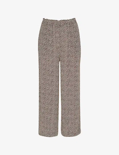 Whistles Womens Multi-coloured Dashed Leopard-print Relaxed-fit Woven Trousers
