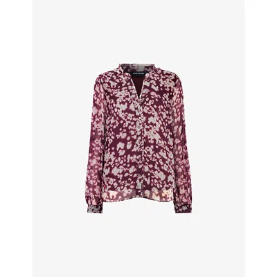Whistles Womens Multi-coloured Floral-print V-neck Woven Blouse