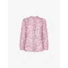 Whistles Womens Multi-coloured Leopard-print Long-sleeve Pleated Woven Shirt In Purple