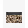 Whistles Womens Multi-coloured Leopard-print Panel Leather Clutch