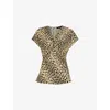 Whistles Womens Leopard-print V-neck Woven Top Multi-coloured In Multi-coloured