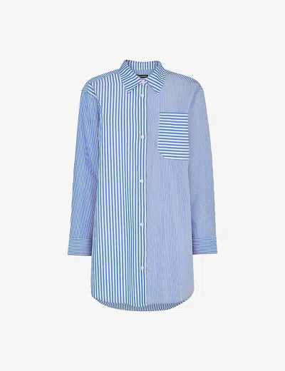 Whistles Womens Multi-coloured Millie Stripe Oversized Cotton Shirt