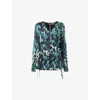 Whistles Womens Misty Leopard V-neck Woven Blouse Multi-coloured In Multi-coloured