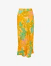 Whistles Womens Multi-coloured Palm Floral-print Button-embellished Woven Midi Skirt In Multi-coloured