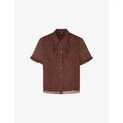 Whistles Womens Multi-coloured Polka-dot Short-sleeve Woven Shirt In Brown