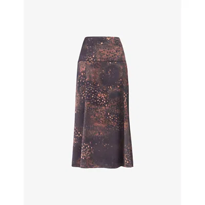 Whistles Womens Multi-coloured Spotted Animal Woven Midi Skirt In Brown