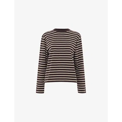 Whistles Womens Multi-coloured Striped Long-sleeved Cotton-jersey Top