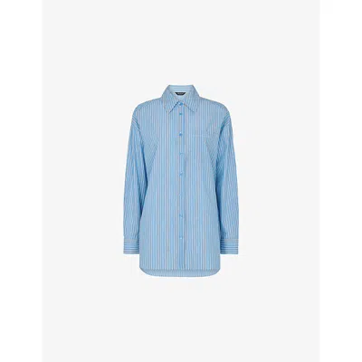 Whistles Womens Multi-coloured Striped Oversized-fit Stripe Cotton Shirt In Blue