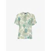 Whistles Womens Multi-coloured Tie-neck Floral-print Woven Blouse