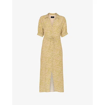 Whistles Omens  Tiger-print Tie-waist Woven Midi Dress