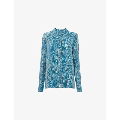 WHISTLES WOMENS MULTI-COLOURED ZEBRA-PRINT BUTTON-THROUGH WOVEN SHIRT