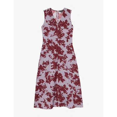 Whistles Womens Multi-coloured Floral Textured Cotton Midi Dress In Purple