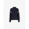 Whistles Womens Blanket-stitch Wool-blend Jumper Navy In Blue