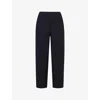 Whistles Womens Navy Carla Barrel-leg High-rise Stretch-cotton Trousers In Navy