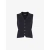 Whistles Womens Maisie Button-front Cotton-blend Tank Top Navy In Blue