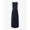 Whistles Womens Navy Nora Textured Woven Midi Dress In Blue