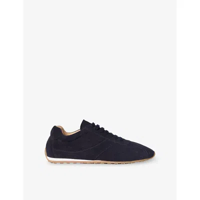 Whistles Womens Navy Panelled Suede Trainers Eur 36 / 3 Uk In Multi