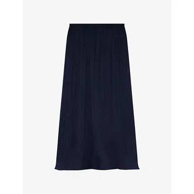 Whistles Womens Navy Plisse Column Woven Midi Skirt In Blue