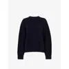 Whistles Womens Navy Relaxed-fit Side-split Wool Jumper In Blue