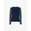 Whistles Lace Sleeve Top In Navy