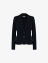 Whistles Womens Navy Slim-fit Single-breasted Cotton-jersey Jacket In Navy