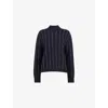 Whistles Womens Striped Funnel-neck Wool Jumper Navy In Blue