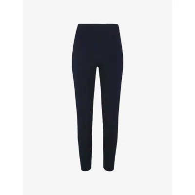 Whistles Womens Tapered-leg Slim-fit Stretch-cotton Trousers Navy