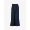 Whistles Womens Navy Wide-leg Drawstring-waist Denim Jeans In Blue