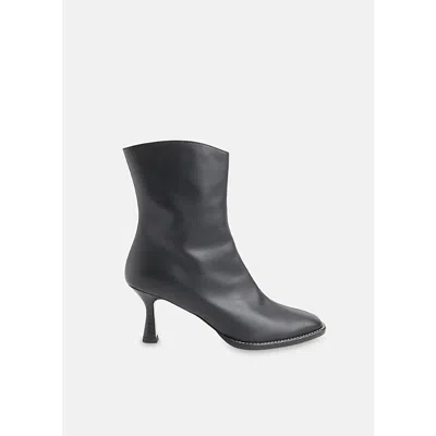 Whistles Womens Black Nettie Contrast-stitch Heeled Leather Ankle Boots