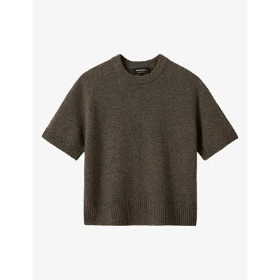 Whistles Womens Neutral Crewneck Short-sleeve Wool T-shirt In Gray