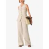Whistles Womens Neutral Stripe Straight-leg Linen Trousers