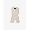 Whistles Womens Neutral Striped V-neck Linen Waistcoat In White