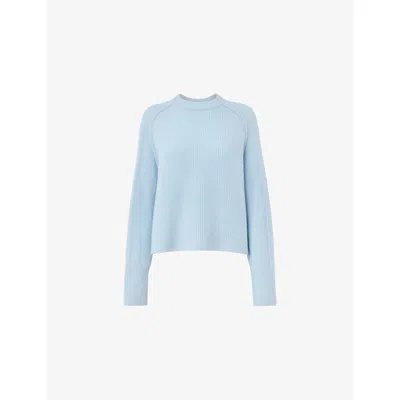 Whistles Womens Pale Blue Aria Ribbed Knitted Jumper Xs