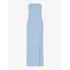 Whistles Womens Pale Blue Gemma Slim-fit Strapless Stretch Recycled-polyester Maxi Dress In Pale Blue