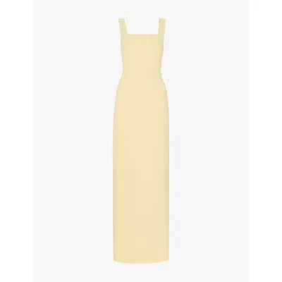 Whistles Omens  Mila Square-neck Stretch-woven Maxi Dress In Yellow