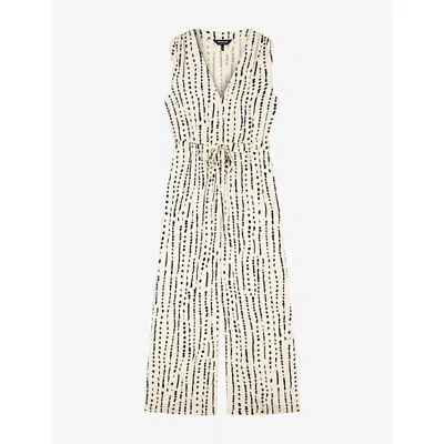 Whistles Womens Patterned Wide-leg Woven Jumpsuit Ivory/multi