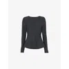 Whistles Womens Peplum-hem Slim-fit Stretch Cotton-blend Top Grey In Grey