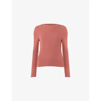 Whistles Omens  Essential Ribbed Jersey Top In Pink